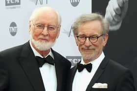 Honoree John Williams and director Steven Spielberg arrive at the American Film Institute’s 44th Life Achievement Award Gala Tribute to John Williams at Dolby Theatre on June 9, 2016 (Credit: Getty Images)