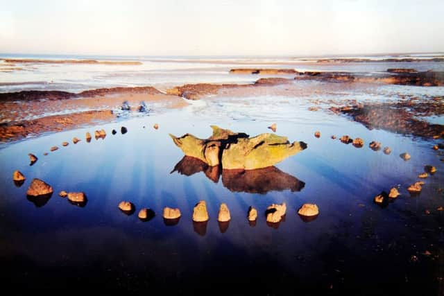 A rare find - Seahenge at the time of excavation (photo: Wendy George)