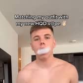 In the video, posted on June 23 last year, the Channel 4 star walking towards the camera holding up a HQD WAVE disposable e-cigarette in its packaging.