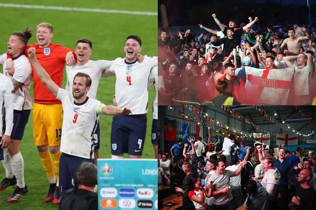 Gathering to watch football could be a factor in why men are more likely to test positive for Covid-19 (Photo: Catherine Ivill/Leon Neal/Anthony Devlin/Getty Images)