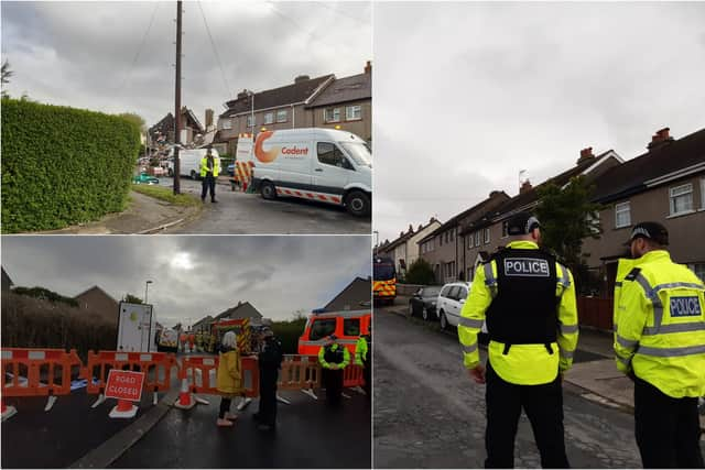 Officers remain at the scene of the explosion (Photo: LEP)