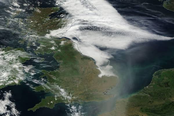 Satellite view of Earth taken on September 6 shows Saharan dust blowing over the UK.