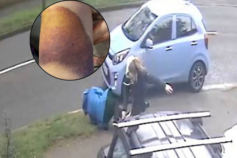 Video footage captures the woman, believed to be in her 30s, smashing into 67-year-old Shirley Smith and knocking her to the ground.  