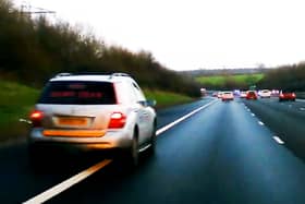 Miley Connors, 37, driving dangerously on the hard shoulder of the M40.  