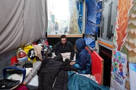 Destiny Mitchell, 26, is homeless and has turned a bus stop into a temporary home on the Bristol Road, Selly Oak, Birmingham.  