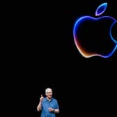 Apple CEO Tim Cook on stage during WWDC24. Photo: Nic Coury / AFP via Getty Images
