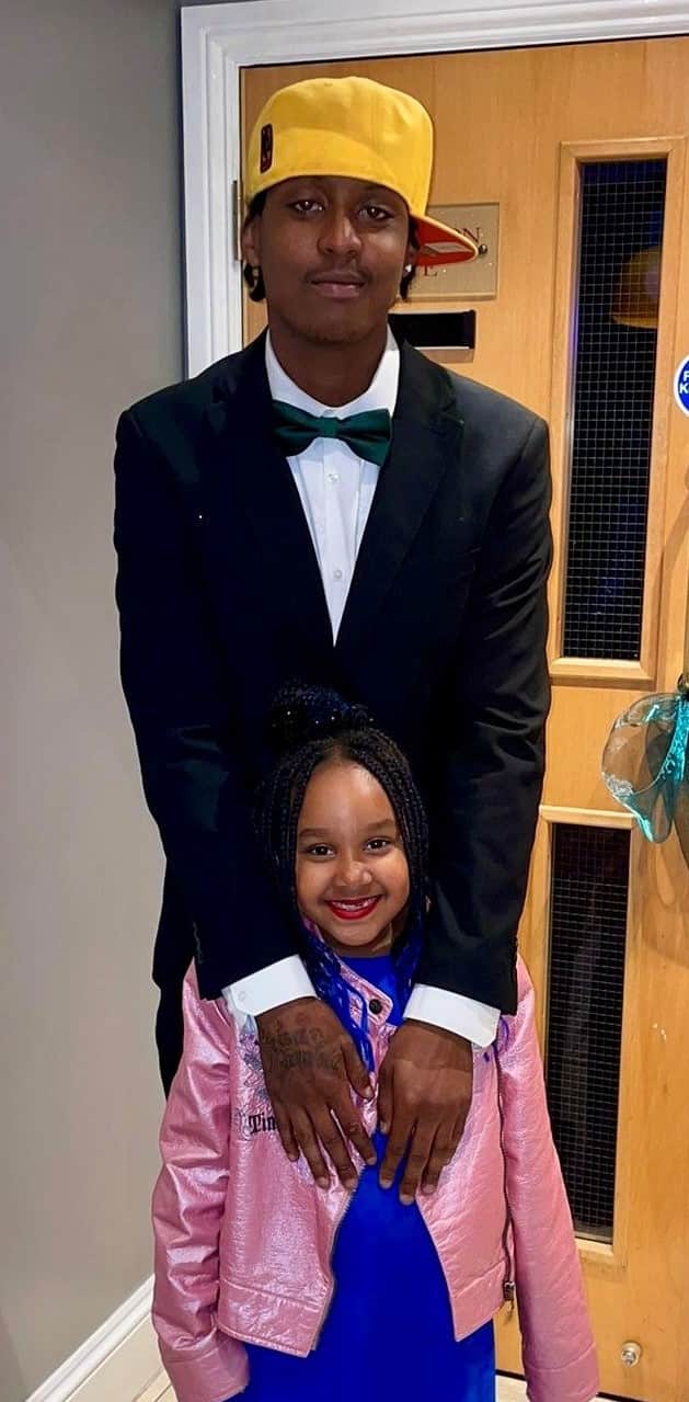 Eddie Kinuthia with his young cousin, Jade’s daughter Savannah.