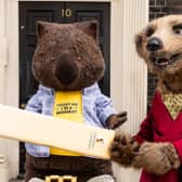 Compare the Market mascots Carl and Aleksandr appeared outside what looks remarkably like 10 Downing Street to mark the start of The Hundred.Photo released July 23 2024. 