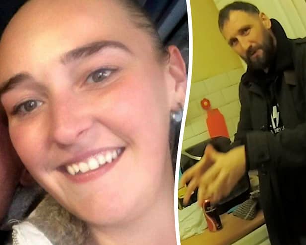 Man who killed partner imitates strangling to police day before.