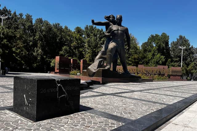 Monument of Courage in Tashkent, Uzbekistan. It was built on the epicentre of a 1966 earthquake that destroyed most of the old town.