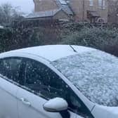 Snow falls in Leicestershire.