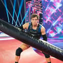 Apollo getting ready for the Gauntlet challenge in Gladiators, on BBC One. Photo: BBC / James Stack / © Hungry Bear Media Ltd