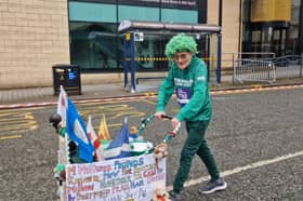 John Burkhill was taking part with his pram and green wig. Photo: David Kessen, National World