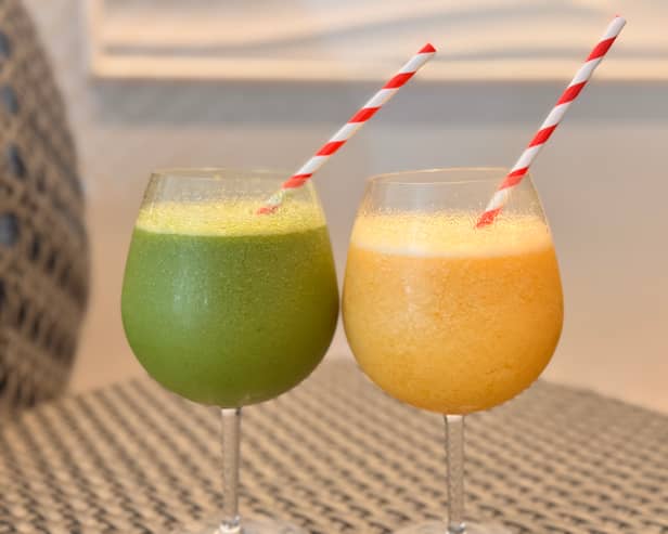 We enjoyed home-made smoothies by the poolside at Rockcliffe Hall and Spa