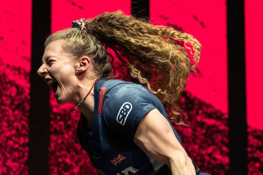 Bobbie Butters powerlifting in a competition
