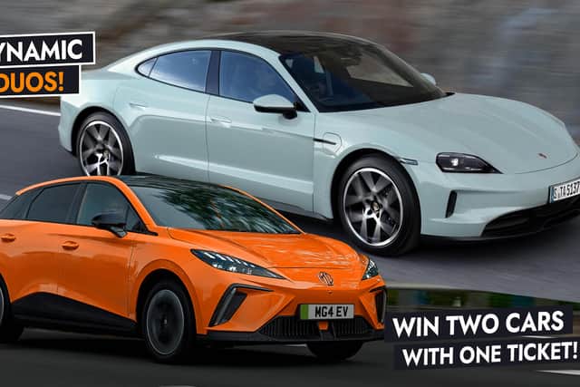 The tiered double prizes also include a Porsche Taycan and an MG4 - two top-spec electric cars