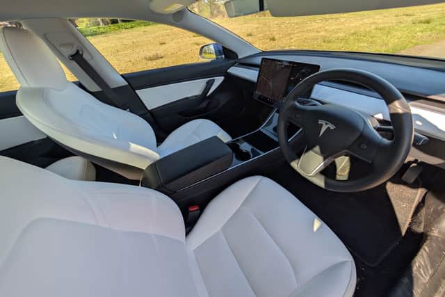 The dashboard is dominated by a 15" display - and it still receives all the regular Tesla updates