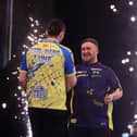Luke Humphries (L) and Luke Littler (R) after a Premier League Darts match