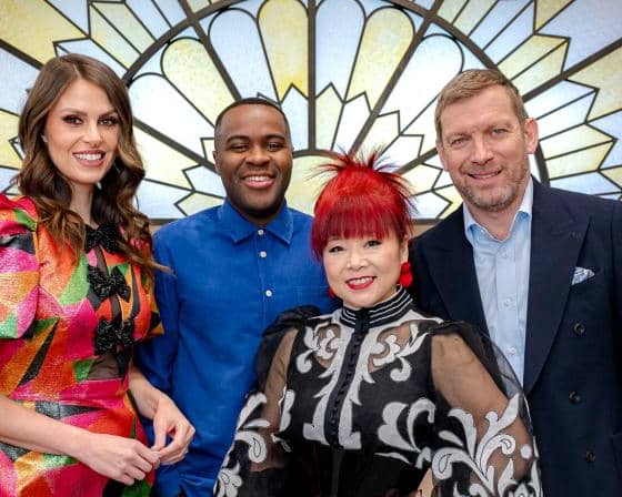 Bake-Off: The Professionals hosts and judges: (L-R) Ellie Taylor, Liam Charles, Cherish Finden and Benoit Blin 
