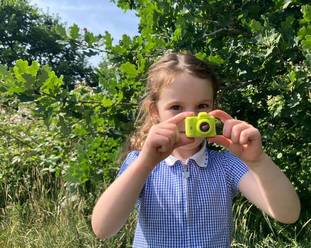 Rosanna trying out the Photo Creator Mini Cam Digital Camera