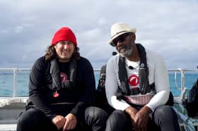 Ross Noble and Sir Lenny Henry in Shark! Celebrity Infested Waters