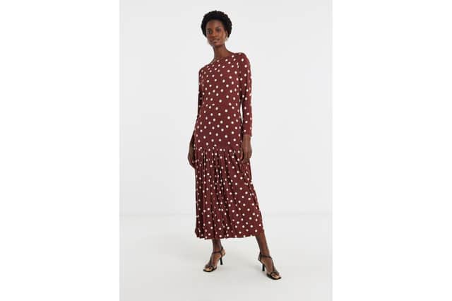 JD Williams textured jersey dropped waist pleated dress
