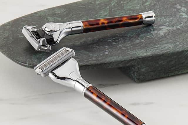 The Tortoiseshell Razor is one of Cremo’s hero shaving products