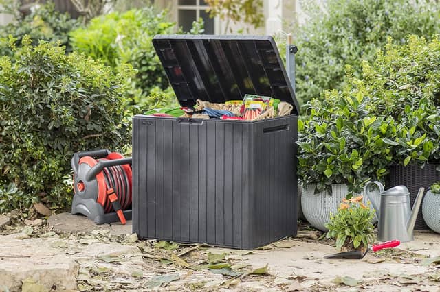 The Keter City 113L storage box offers compact, weatherproof space for tools, cushions and parcels, making it ideal for patios, balconies and small gardens