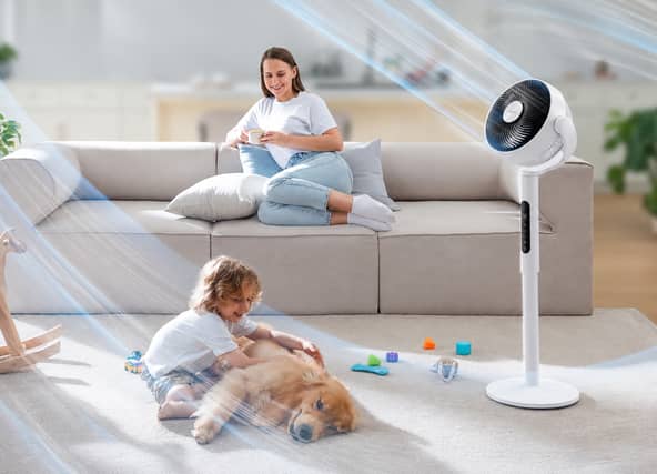 The Levoit pedestal air circulator fan combines whole-room airflow with quiet operation and adjustable settings