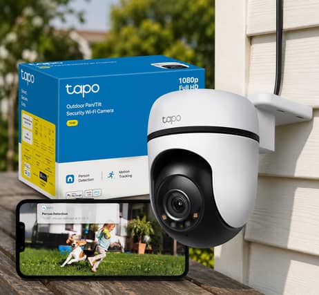 The Tapo TC40 outdoor security camera features 360-degree coverage and motion tracking for home monitoring