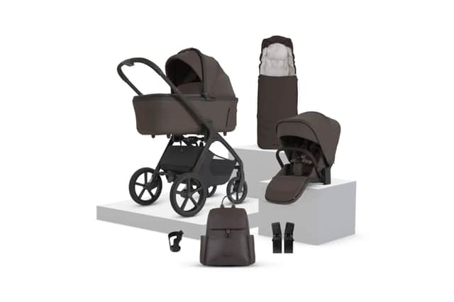 The Silver Cross Cove 2 Chocolate Travel System Accessory Bundle includes eight coordinated essentials for parents and babies