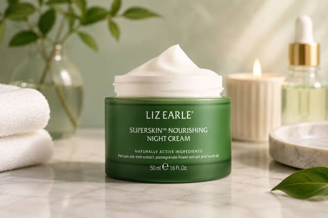 Liz Earle's Superskin Nourishing Night Cream is formulated to hydrate and support overnight skin renewal with botanical ingredients.