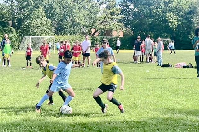Year 5 on the attack - St Thomas More Footballathon