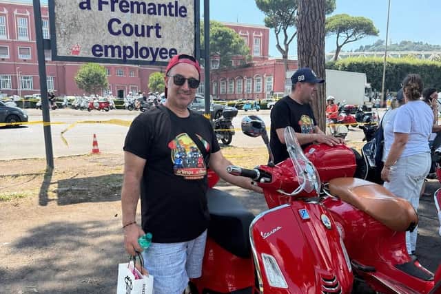 Rui Baptista with his classic red Vespa.