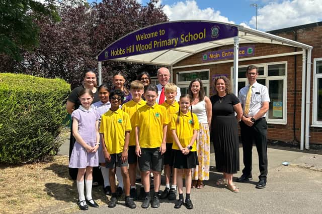 Mr Haynes with former pupils (now staff), the deputy head and longest serving member of staff and some of Y6 leavers