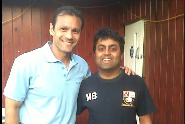 Mukesh R Bhatt with formal Legendary England Cricketer Mark Ramprakash