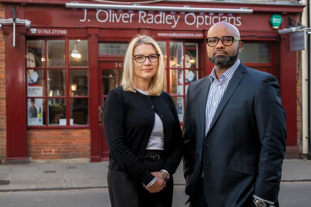Practice co-owners Michelle Doherty and Optometrist Mark Udobang