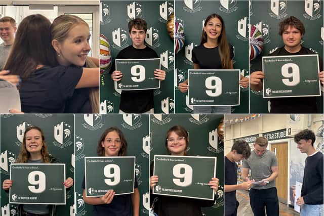 Students display some of their top GCSE grades.