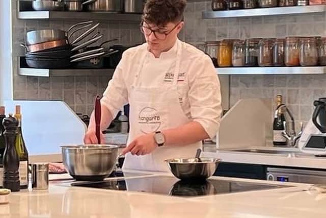 James Robinson at a demo at fortnum and masons