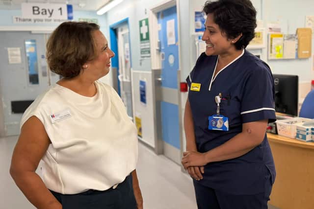 Nicola with a nurse at Watford General