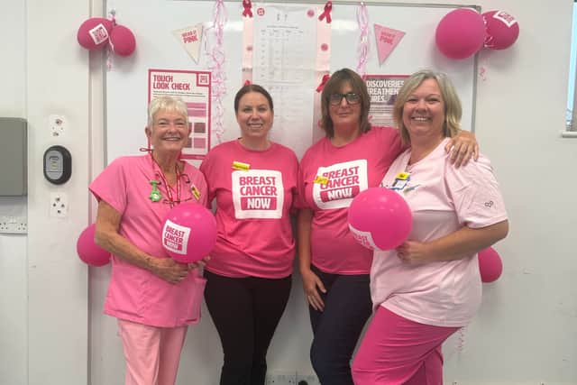 Colleagues taking part in 'Wear it Pink Day' at Hemel Hempstead Hospital.