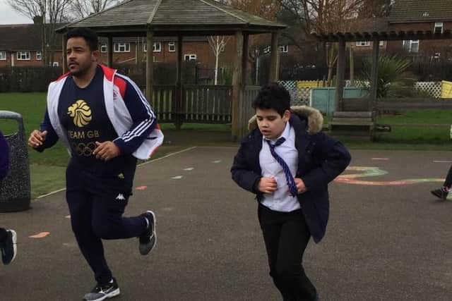 Tom Davis joined in with the school'sfitness morning