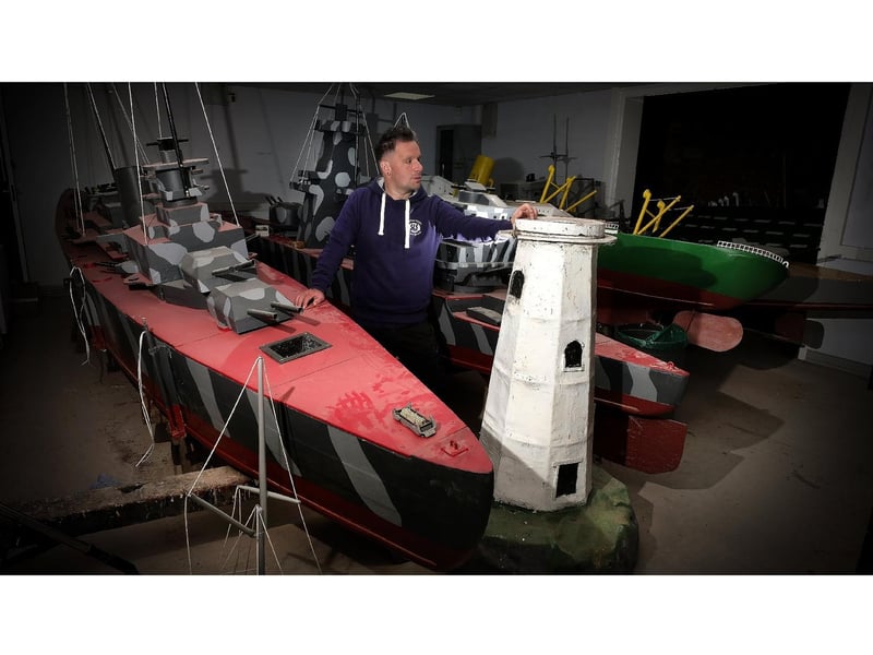 Naval Warfare coordinater Damien Rhodes surveys the ships.