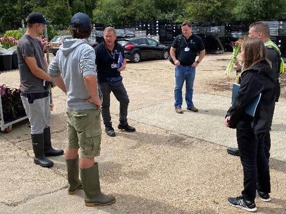 Multi agency prevention and awareness visit to a businesses premises in Stotfold with GLAA, Operation Tropic team and Bedfordshire Polices Rural Crime Team