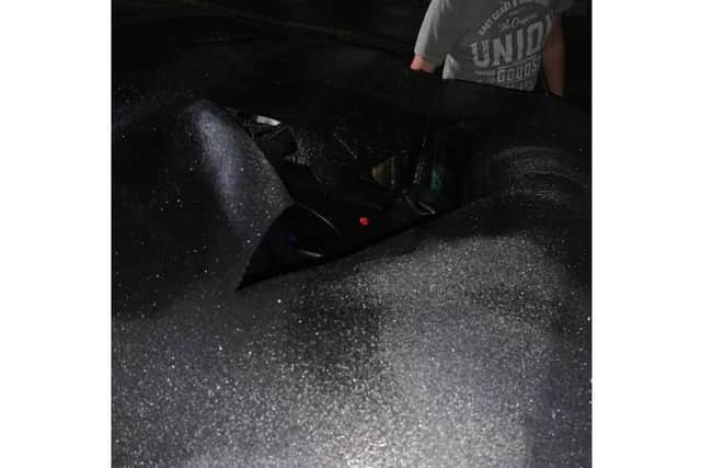The car was vandalised on Monday night