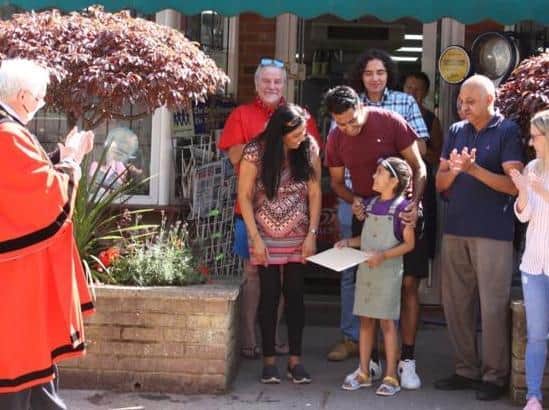 The Mayor of Dacorum presented a Heroes of Hertfordshire award to a village shop in Little Gaddesden and two first responders