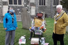 First place was awarded to the Justice and Peace Group, Tring, for their bee-keeper scarecrow