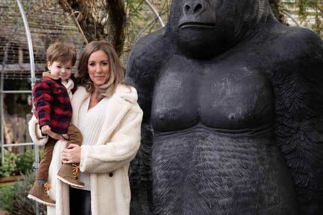 Penny Joyner-Platt and her son Freddie at Paradise Wildlife Park launching Little Ankle Biters Hertfordshire