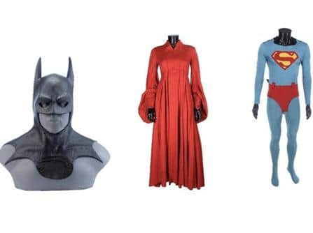 Production-Made Batman (Michael Keaton) Cowl from Batman (1989).  Buttercup's (Robin Wright) Dress from The Princess Bride (1987). Superman's (Christopher Reeve) Tunic and Leggings from Superman IV: The Quest For Peace (1987). (C) Prop Store
