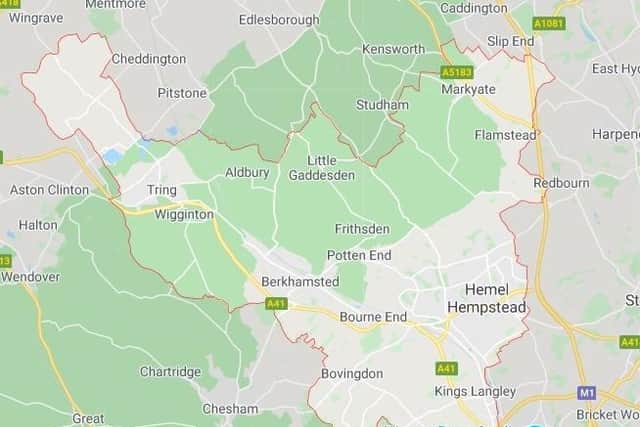Breakdown in each area of Dacorum for week leading to November 25